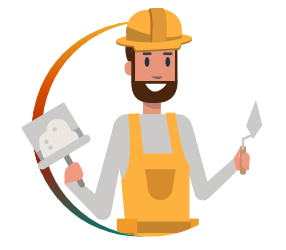 Ilustração de um homem com roupa e EPI de trabalho na construção civil
